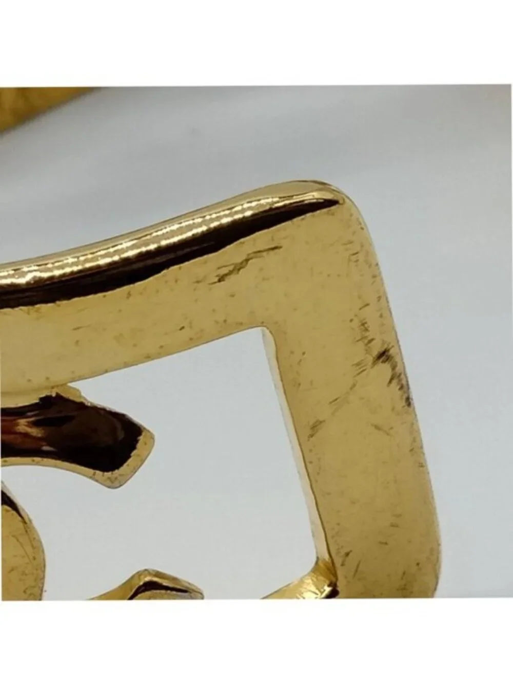 Chanel Gold Tone CC Logo Cutout Wide Open Cuff Bracelet Vintage